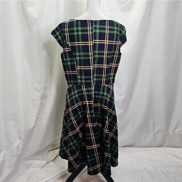 Pukavt Blue and Green Plaid Cap Sleeve Midi Dress Size 2XL - Picture 8 of 11